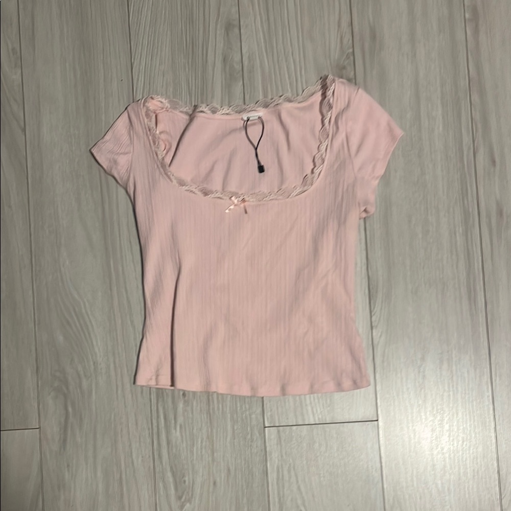 Garage Pink Ruffled Cap Sleeve Blouse